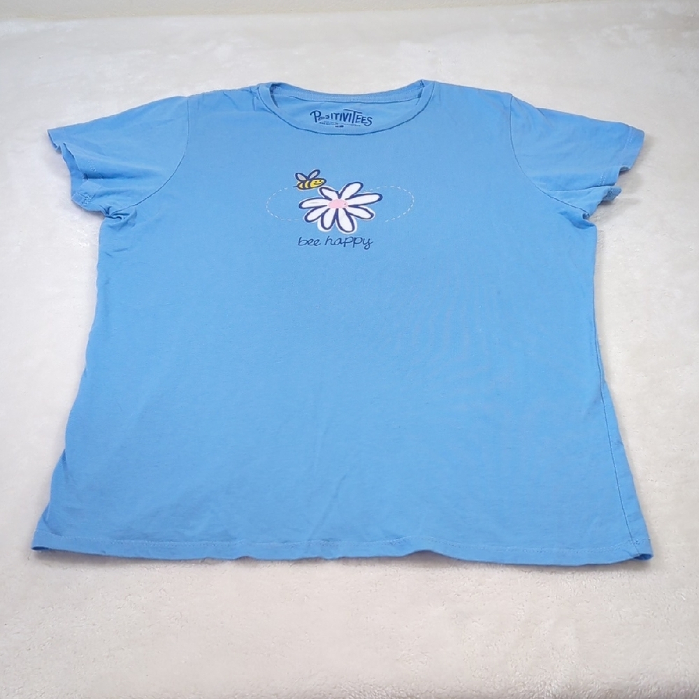 Positivitees Bee Happy Shirt L EUC
